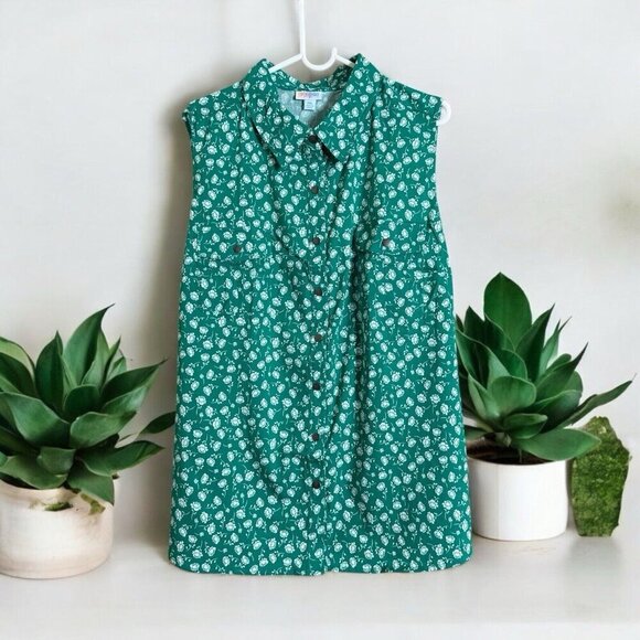 LuLaRoe Roxanne Green Floral Tank Top Sleeveless 2XL - Picture 2 of 9